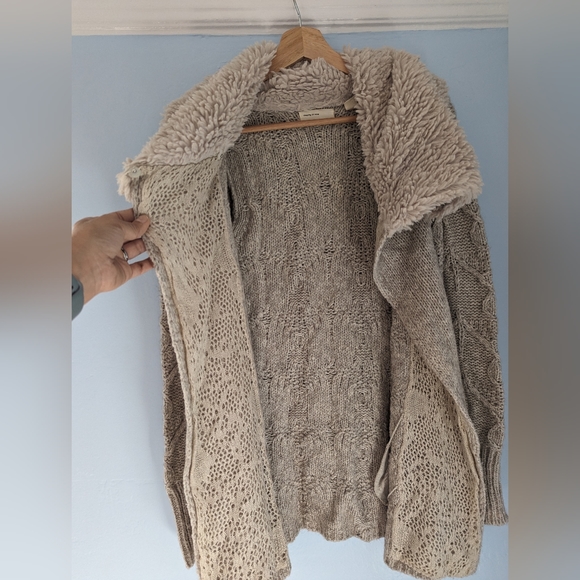 Anthropologie Bondurant Sherpa Sweater Coat Cardigan Sleeping On Snow - Picture 8 of 13
